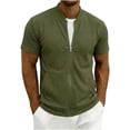 thumbnail image 3 of Men's Casual Jacket Quick Dry Polyester, Stand Up Collar Short Sleeve Zip Up Active Top, Lightweight Outdoor Rain Shell, Cycling Running Fishing | Zenithor,Army Green L, 3 of 6