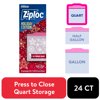 Ziploc® Brand Holiday Storage Quart Bags, 24 Count, Reusable, Easy Open Tabs, Secure Double Zipper, Non-Slip Texture, Limited Edition, Festive Holiday Designs