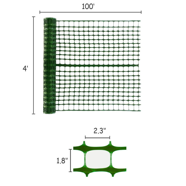 Fencer Wire 4 ft. x 100 ft. Outdoor Snow Fence, Plastic Safety Mesh, Temporary Garden Netting for Poultry, Green