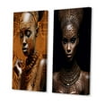thumbnail image 3 of Designart "Exquisite Portrait African Beauty III" African American Woman Wall Art Set Of 2 - Glam Orange Gallery Wall Set For Home Decor, 3 of 6