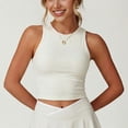 thumbnail image 6 of FengLS Womens Athletic Vest Fashion Contrast Trim Crop Tops Round Neck Sleeveless Fitted Tank Tops for Yoga & Casual Summer Wear, 6 of 8