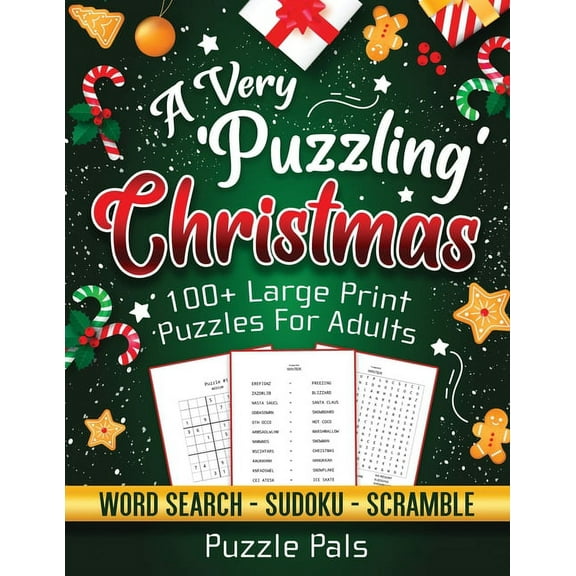 A Very Puzzling Christmas: 100 Large Print Puzzles For Adults, (Paperback)