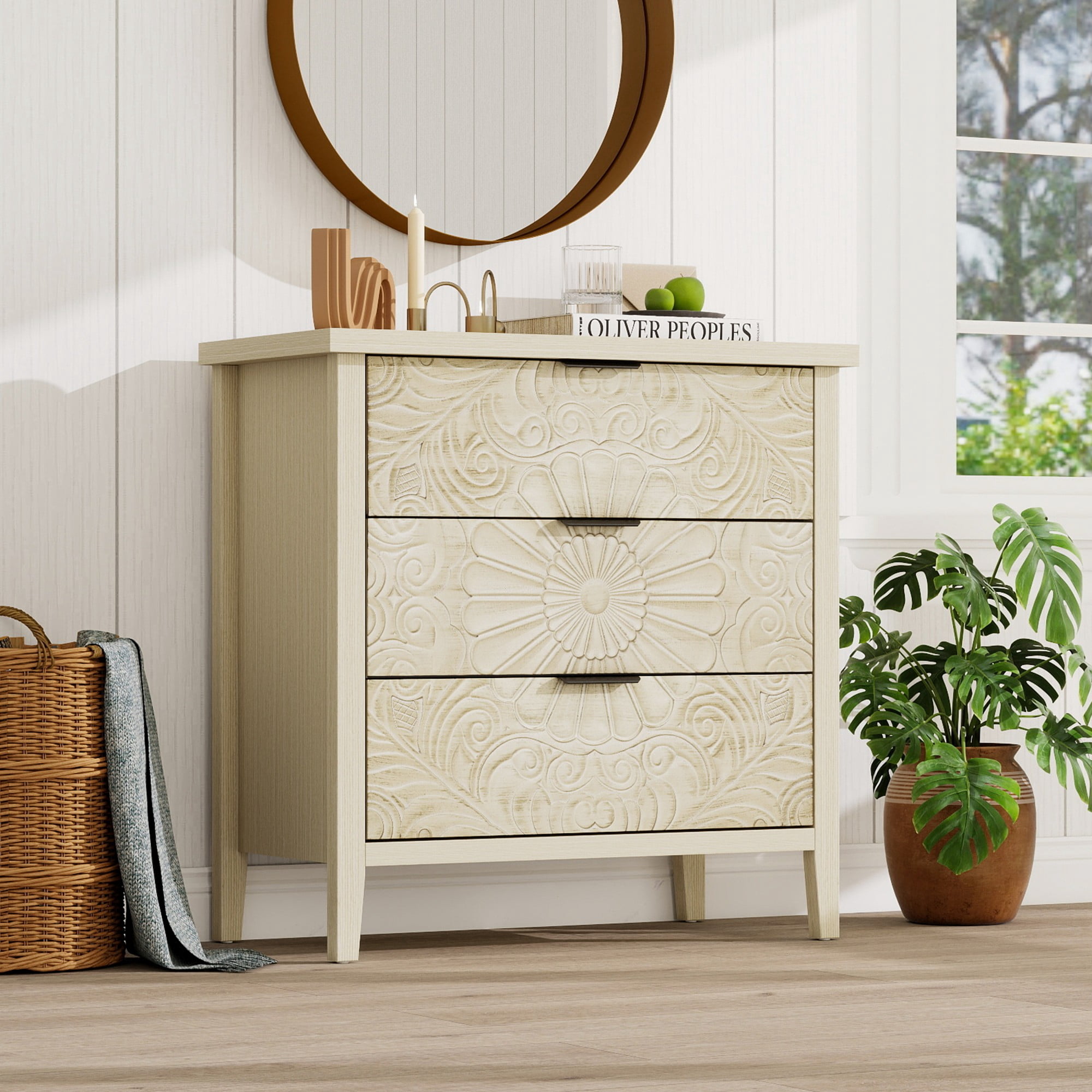 Gewnee 3 Drawer Cabinet, American Furniture, Suitable for Bedroom, Living Room, Study