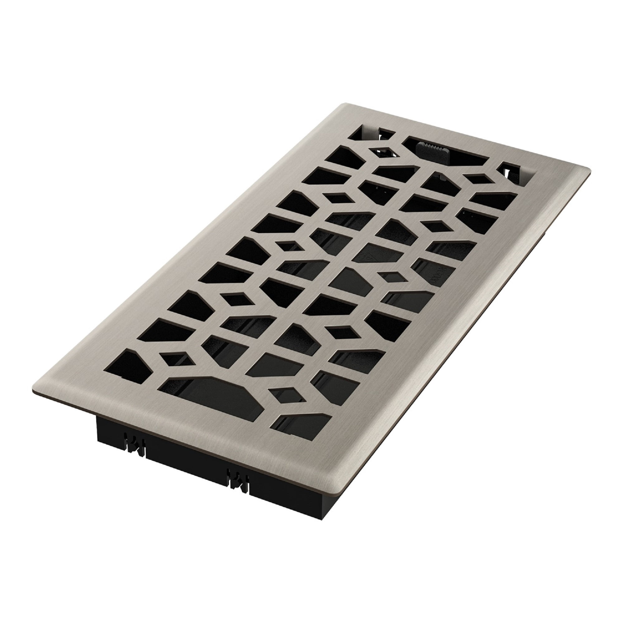 4in x 10in Templar Style Brushed Nickel Metal Rectangular Air Floor Register (2 PACK)