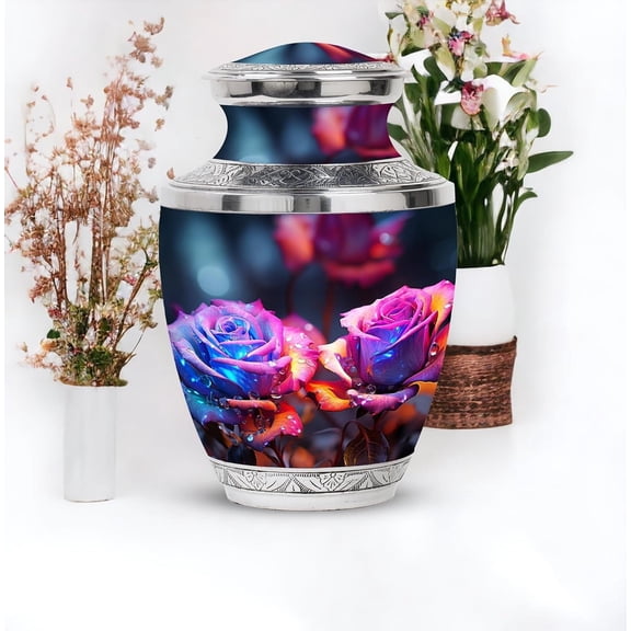 Roses Urn, Memorial Urn for Human Ashes, Decorative and Artistic Keepsake Urn, Personalized Funeral Urn, Majestic and Tribute Cremation Urn