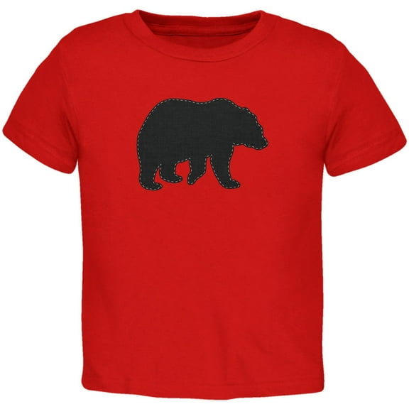 Bear Faux Stitched Red Toddler T-Shirt - 4T