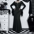 thumbnail image 4 of FEIFLY Elegant Women Slim Black Low Cut Long Fishtail Dress Bodycon Evening Gown For Formal Events – Sizes S XL Solid Color Festival Clothing, 4 of 9