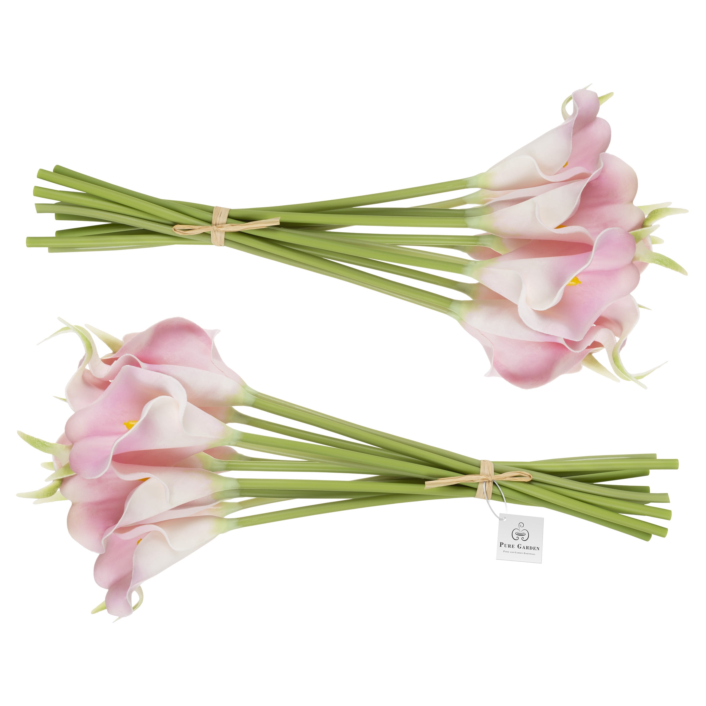 Pure Garden  24 Pc Artificial Calla-Lily with Stems Real Touch Fake Flowers, Coral Pink