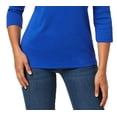 thumbnail image 2 of Karen Scott Women's Cotton Henley Shirt Dark Blue Size Petite Medium, 2 of 3