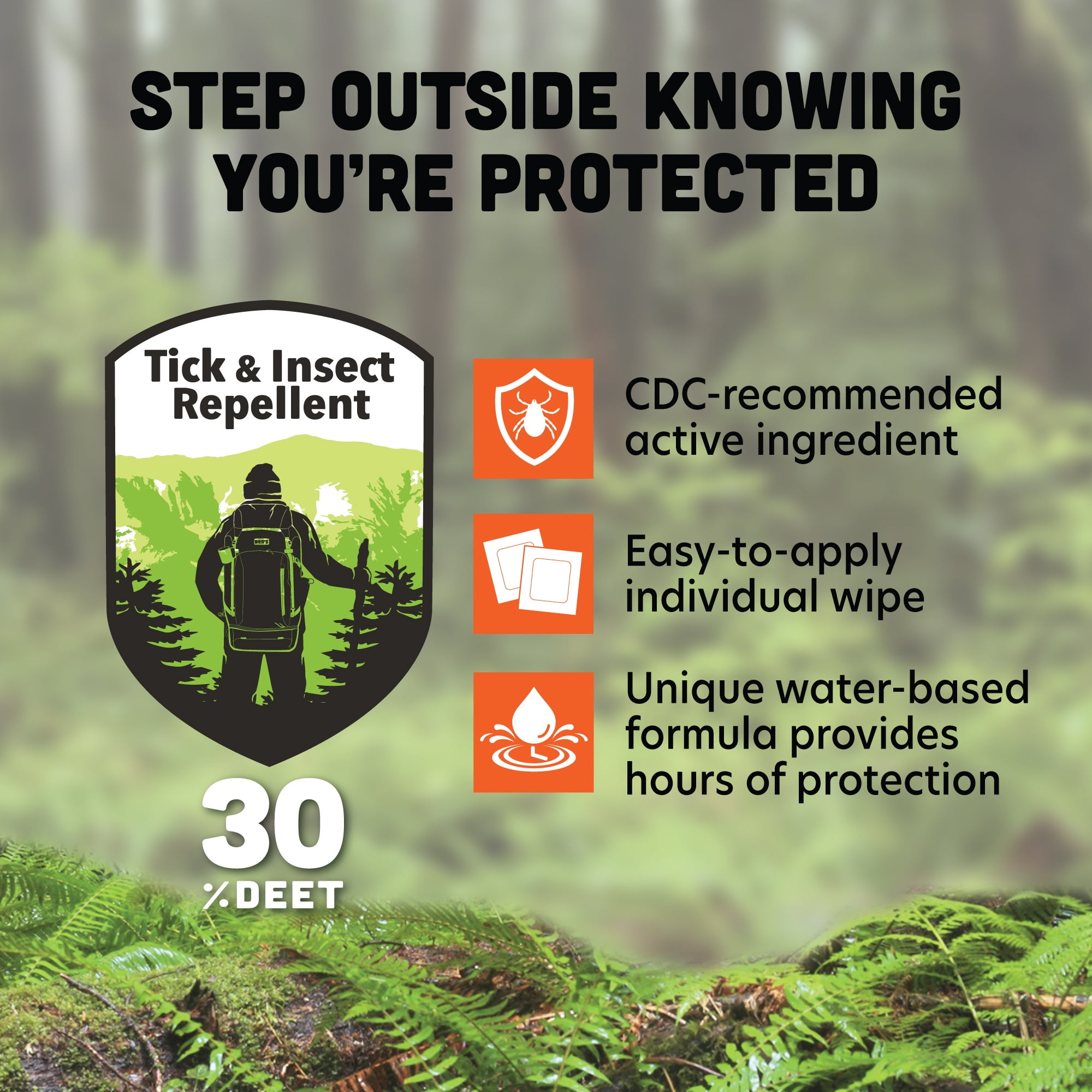 Ben's 30 Tick & Insect Repellent Wipes, 12 Count