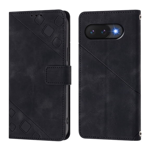 Soft skin-feel embossed PU leather Phone Case For Google Pixel 9A, Flip Cover with Card Holder, Kickstand, Magnetic Closure.S01