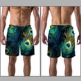 thumbnail image 3 of luoweisi Men's Beach Shorts Quick Dry Swim Trunks with Mesh Lining Peacock Feather M, 3 of 5