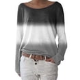 thumbnail image 1 of Uhndy Women's Tie Dye Gradient Floral Wide Neck Long Sleeve Blouse Loose Casual Tops, 1 of 1