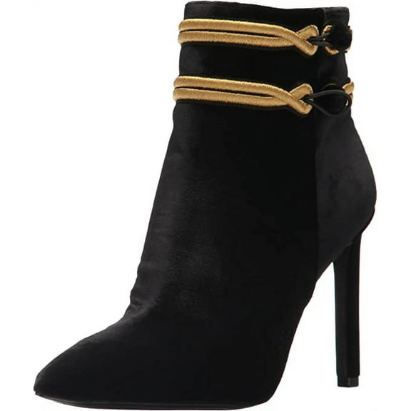 NINE WEST Women's Teresa Fabric Ankle Boot, Black/Black, 7 New