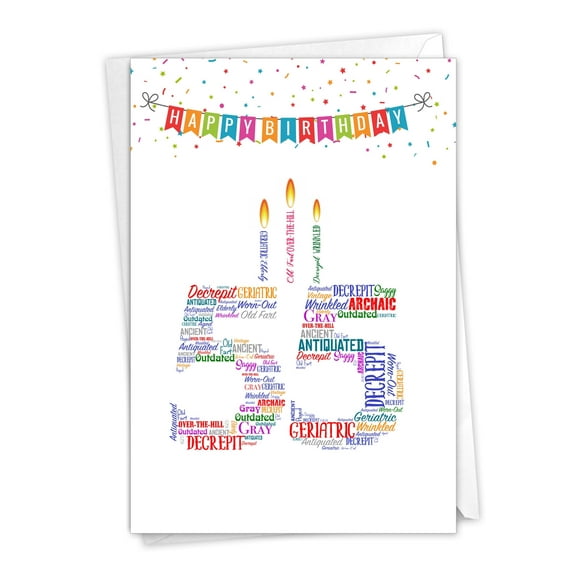 1 Funny Birthday Card with Envelope - Word Cloud Milestones 55 C9413MBG