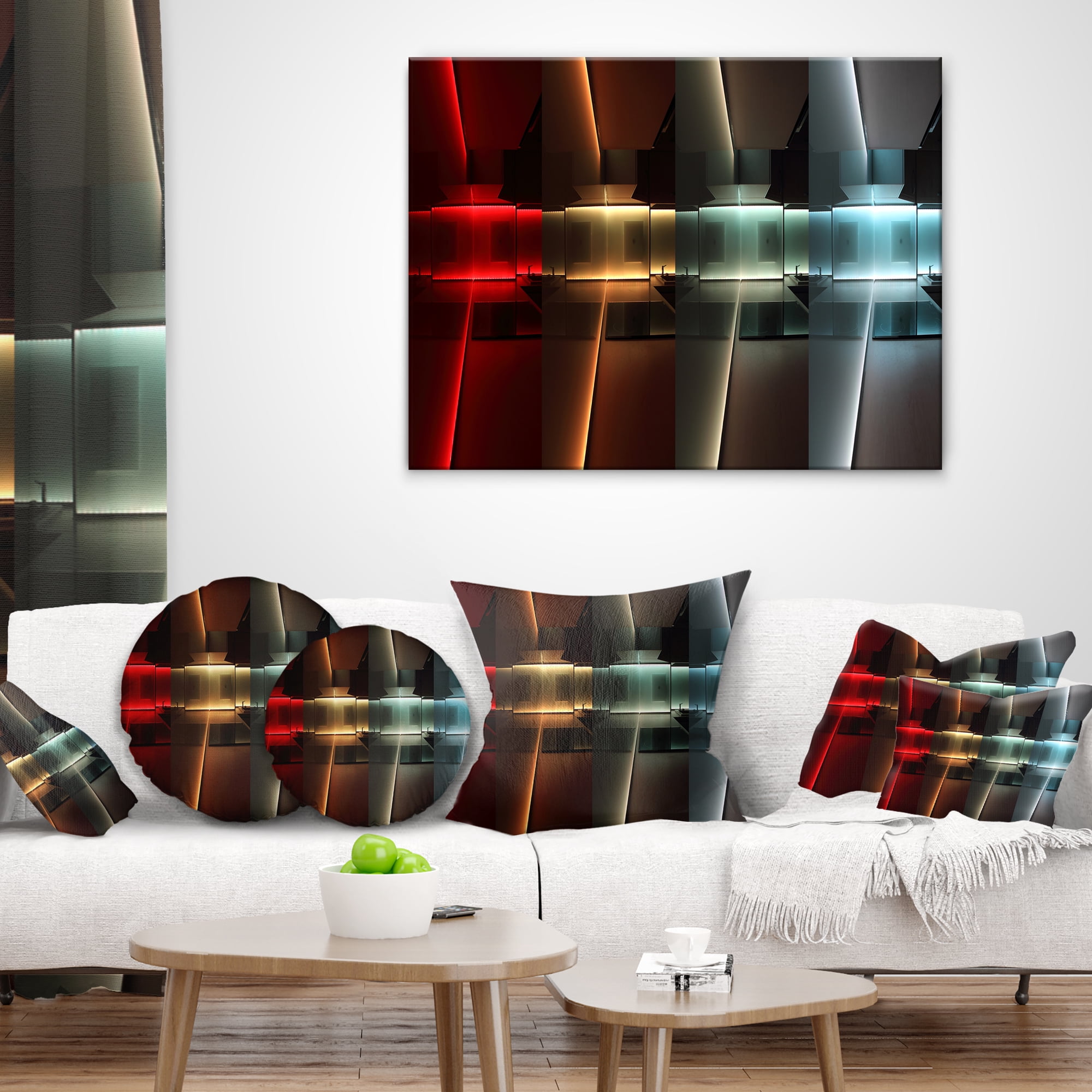 Designart Kitchen with LED Lighting - Abstract Throw Pillow - 12x20