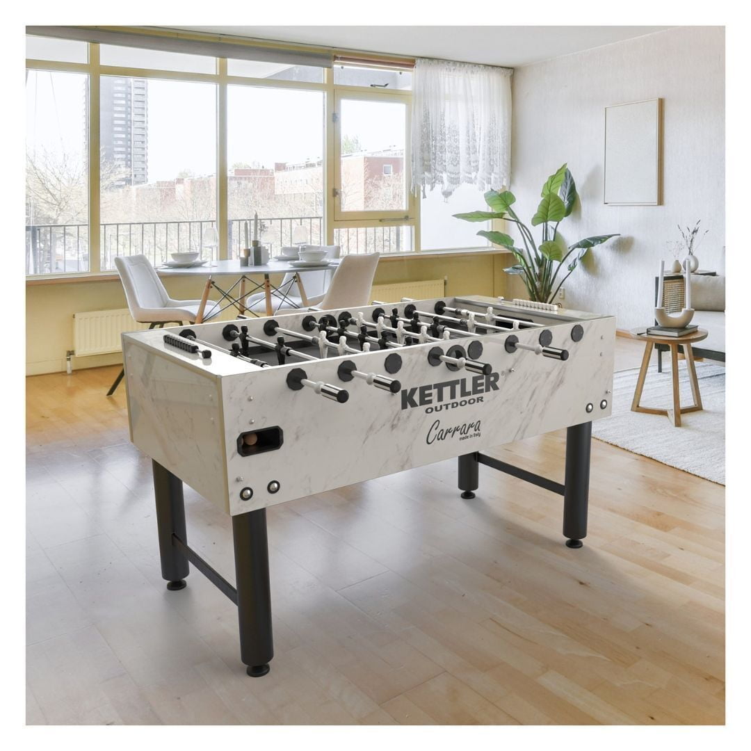 Kettler Carrara Outdoor Foosball Table with 360 Degree Goalie Rotation, 5 Resin Balls, 5 Cork Balls and Premium Storage Cover