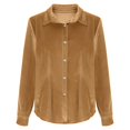 thumbnail image 3 of Womens Solid Color Winter Velvet Shirts, Long Sleeve Button down Casual Tops,Fall Trendy Shirts, 3 of 6