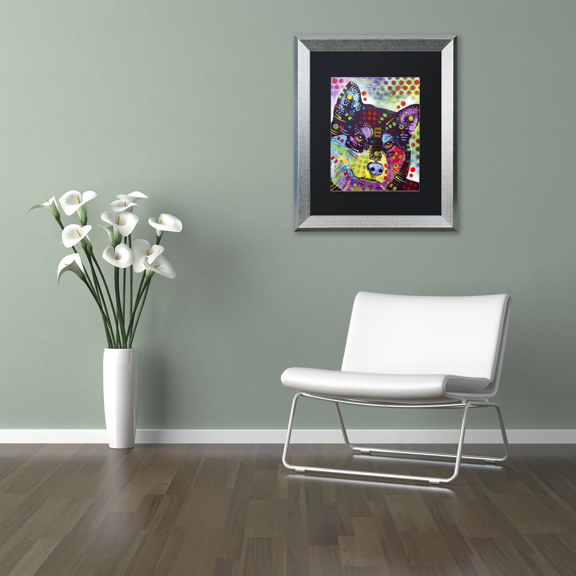 Trademark Fine Art "Shiba Inu" Canvas Art by Dean Russo, Black Matte, Silver Frame