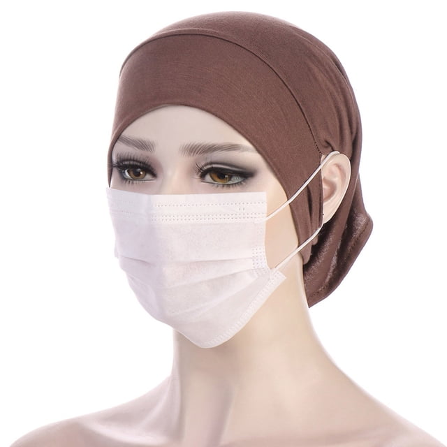 ManxiVoo Stretch Hijab Undercap Soft Inner Head Cover with Ear Holes for Daily Wear Comfortable Fit Coffee