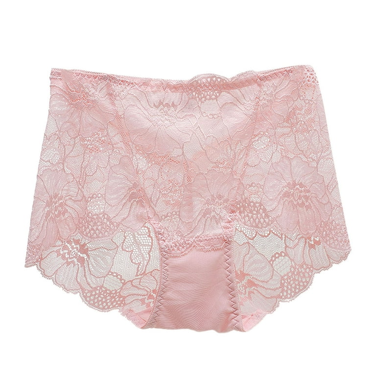 eczipvz Plus Size Lingerie Women Silk Panties Cotton Crotch Mid Waist  Seamless Breathable Lace Mesh Briefs Pink,M 