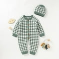thumbnail image 4 of 2PCS Newborn Infant Baby Boy Girl Button-Down Long Sleeve  Neck Romper Blue 6-12 Months, 4 of 10