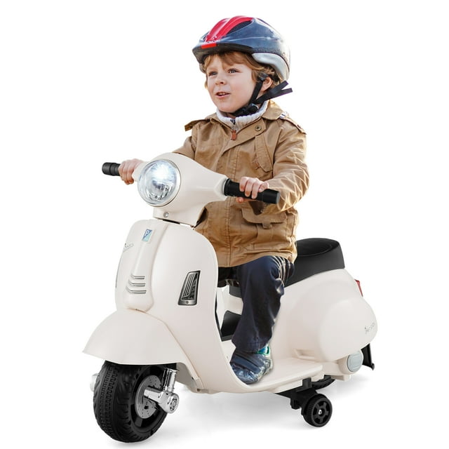 Gymax Kids Ride on Motorcycle w/ Training Wheels Headlight Horn 6V Battery White