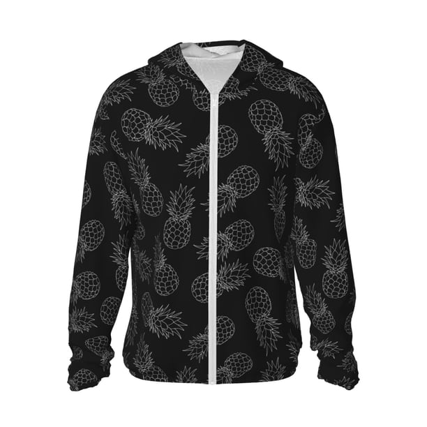Balery White Pineapples Sudadera ligera de manga larga con capucha y protección solar UPF 50+ para hombre y mujer, ideal para pesca y running-3X-Large
