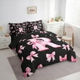 thumbnail image 3 of Castle Fairy Pink White And Black Toddler Bed Set 7-Piece,Black Pink Bow Quilts Bedding Comforter Set,R Letter Girls Bedding Sets For Twin Beds, 3 of 8