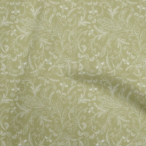 oneOone Cotton Poplin Olive Green Fabric Florals Sewing Craft Projects Fabric Prints By Yard 56 Inch Wide