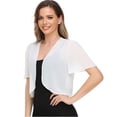thumbnail image 2 of Women Shrug Soft Chiffon Open Front Sheer Short Sleeve Cropped Cardigans for Evening Dress White 3XL, 2 of 6
