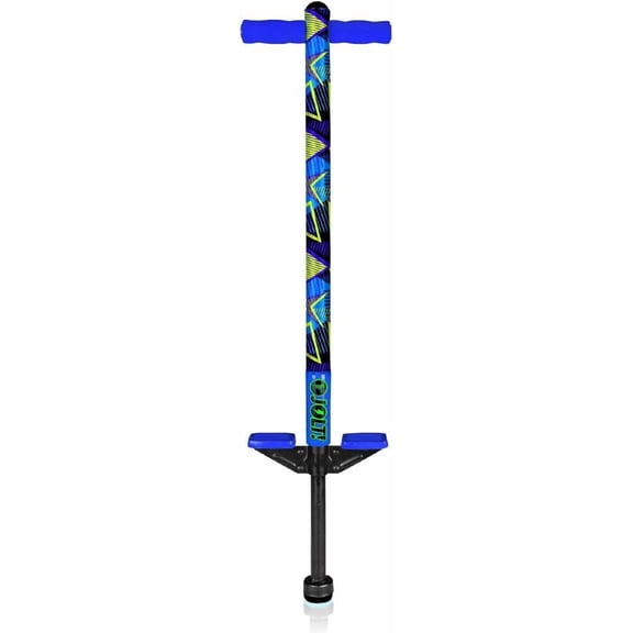 Flybar Jolt Pogo Stick for Kids, Perfect for Beginners w/ Foam-Covered Metal Frame, Handles & Padding, Non-Slip Foot Pads, Wide Tip, Outdoor Active Play Toy for Boys & Girls, Ages 6 , Geo