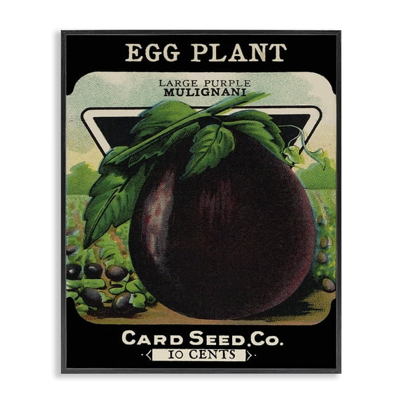 Stupell Industries Farmhouse Vintage Gardening Eggplant Black Framed Giclee Art, 11 x 14, by Lil' Rue