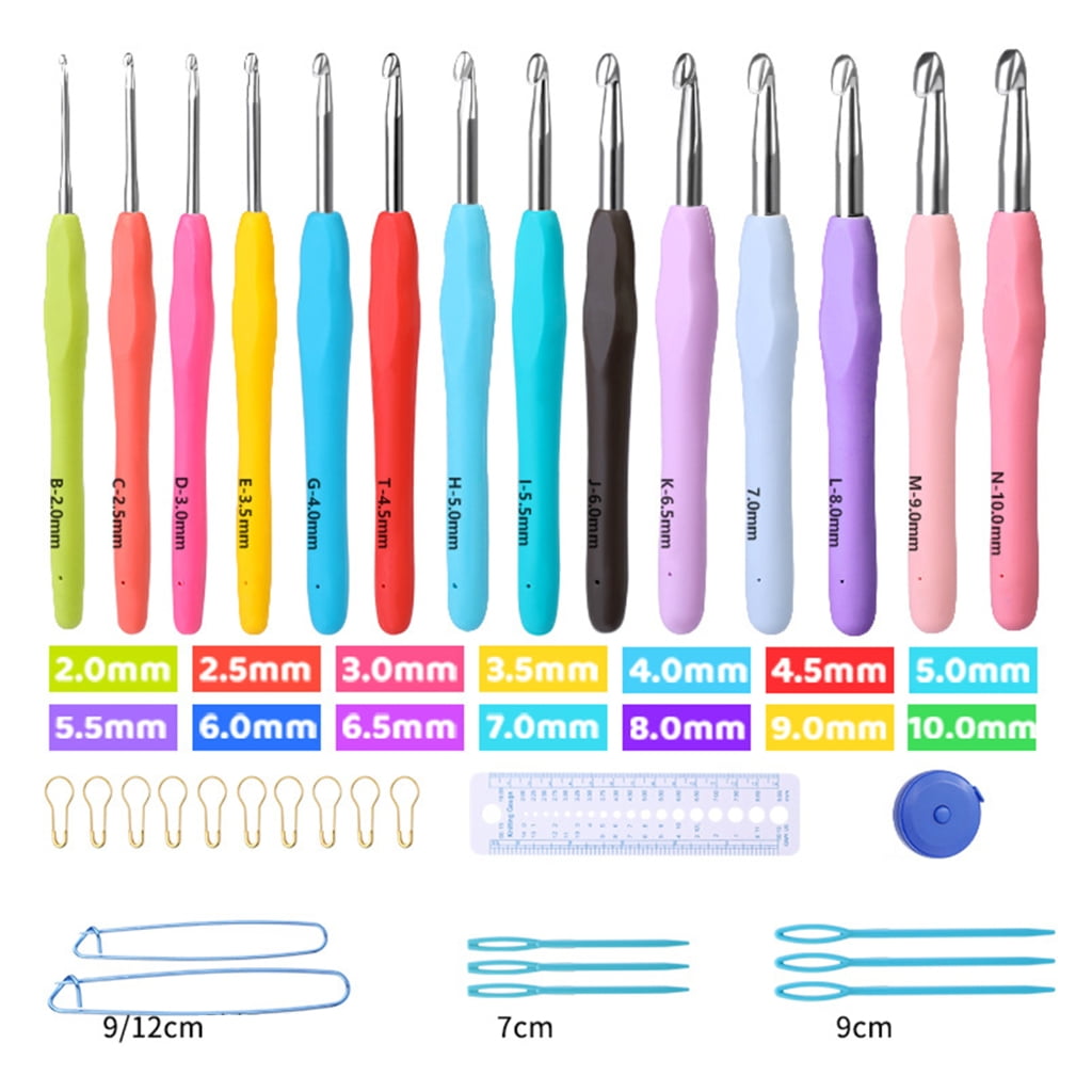 Ergonomic Crochet Hook Sewing Needle Knitting Accessories Set with Crochet Bag