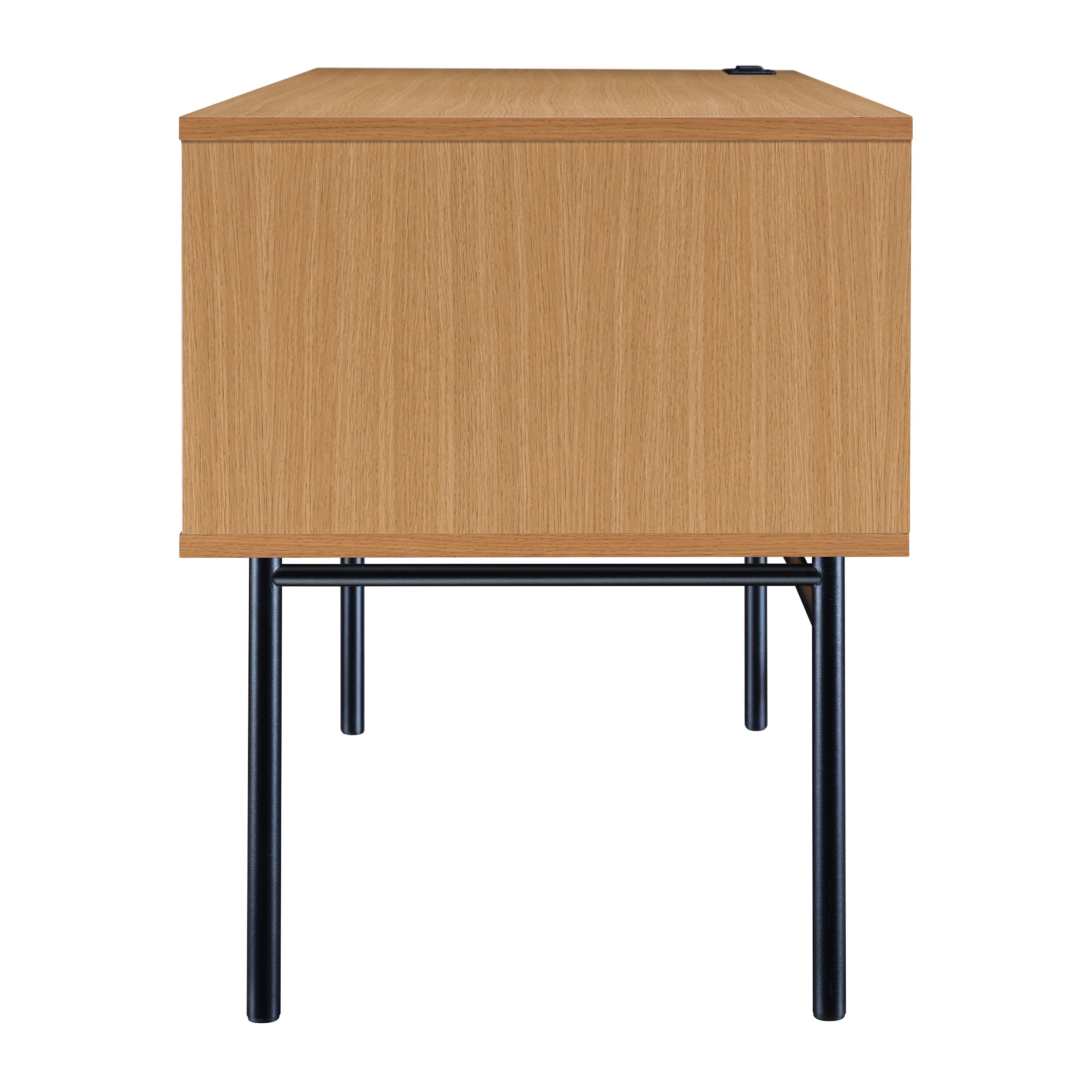 Denmark Engineered Wood Executive Desk with Power in Natural Finish