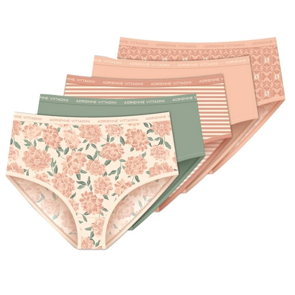 Adrienne Vittadini Women's Stretch Microfiber Brief Panties Set of 5 - Size 8