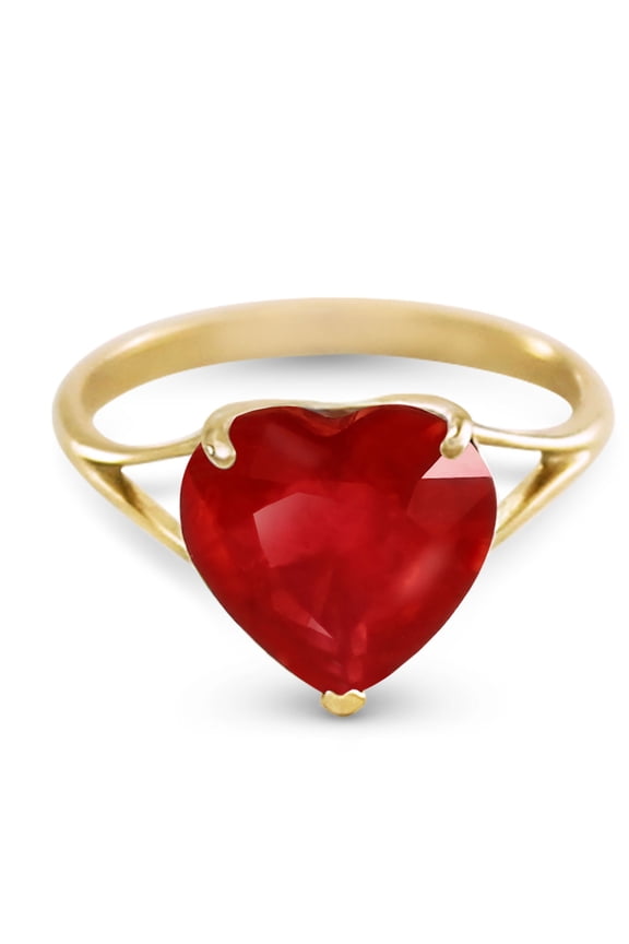14k Yellow Solid Gold Ring 10.0 mm 4.30 ct Heart Ruby 5663Y (10.5)