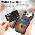 thumbnail image 3 of for iPhone 17 Pro Max Phone Case Wallet with Card Holder,PU Leather Flip Folio Case,RFID Blocking Ring Holder Kickstand Wrist Strap Magnetic Protective Women Men Cover,Brown,For iPhone 17 Pro Max, 3 of 11