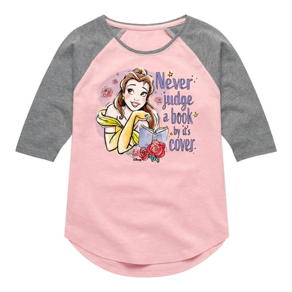 Disney Princess - Belle Never Judge A Book - Toddler & Youth Girls Raglan T-Shirt
