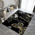 thumbnail image 2 of 3x6 Runner Rugs Black Gold Butterfly Bedside Rug, Modern Light Luxury Simple Floral Laundry Rug with Non Slip Backing for Bedroom Kitchen Sink Front Door Entryway Indoor, 2 of 7