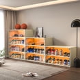 thumbnail image 3 of Shoe Storage Box, 3-Tier Wooden Shoe Box with RGB Led Light , Shoe Organizer Storage Box with Flip Glass Door for Shoe Collection, 3 of 5