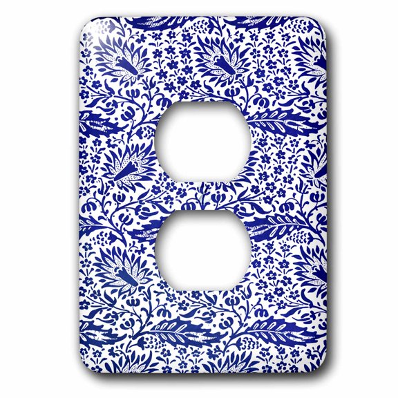 3dRose, Vintage Blue Floral, 2 plug outlet cover