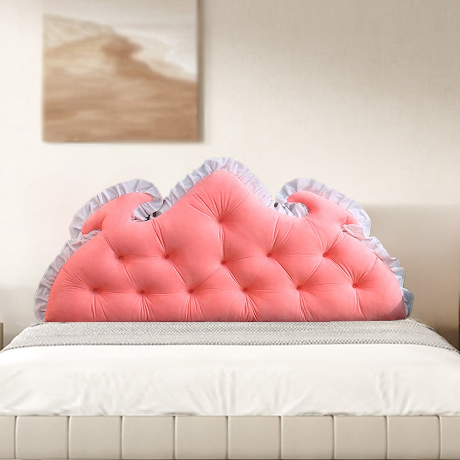 Reading Wedge Pillow for Bed Princess Style, Large Velvet Headboard Back Pillow for Bed Backrest Bedside Cushion 47x21in, Adult Family Sofa Couch Support