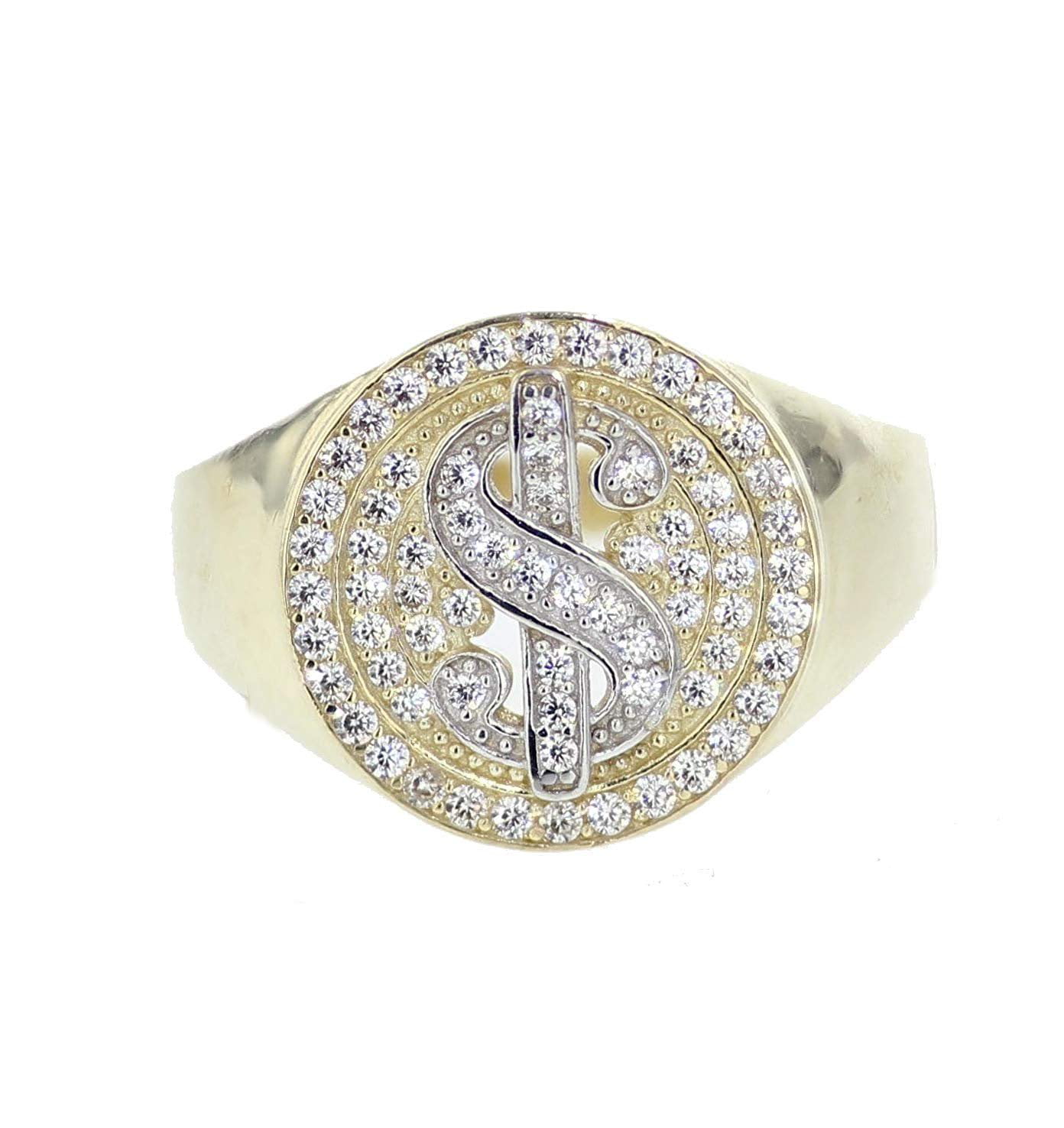 Size 9 Men's Pave Set Cubic Zircon CZ Pinky Ring Real Solid 10K Yellow Gold 