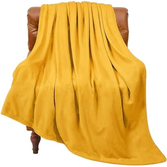 Fleece Blanket Twin Size Yellow Throw Blanket for Couch & Bed, Luxury Plush Cozy Fuzzy Blanket 60x80 inches, Super Soft Warm Lightweight Throw Blanket for Travel Camping