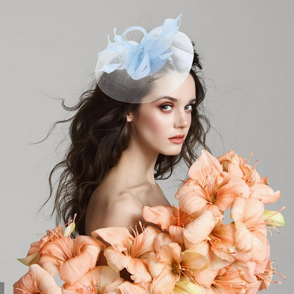 MLINS Skyblue Gauze Fascinator Hat for Women Perfect for Tea Party Wedding and Banquet 6.5 inches