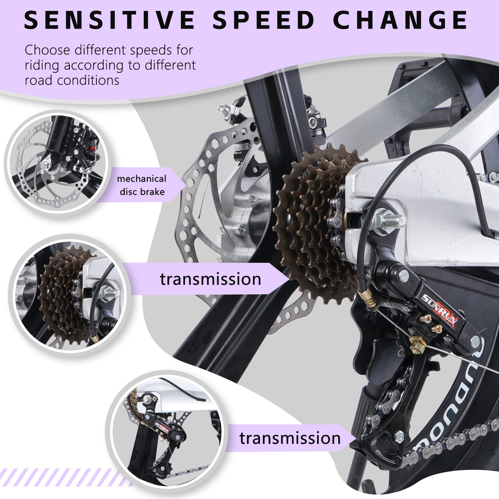 Holaki 20" Mountain Bike for Kids, 7-Speeds Magnesium Alloy Mountain Bicycle w/ LED Headlights, Disc Brakes & Anti-skid Tire for 7-14 Years Old, Purple