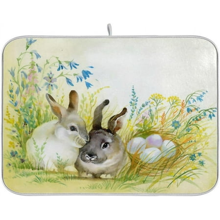 

HYKE Easter Rabbit Egg Dish Drying Mat 16x18 Absorbent Dishes Pad Dish Drainer Mat tector for en Fast Dry