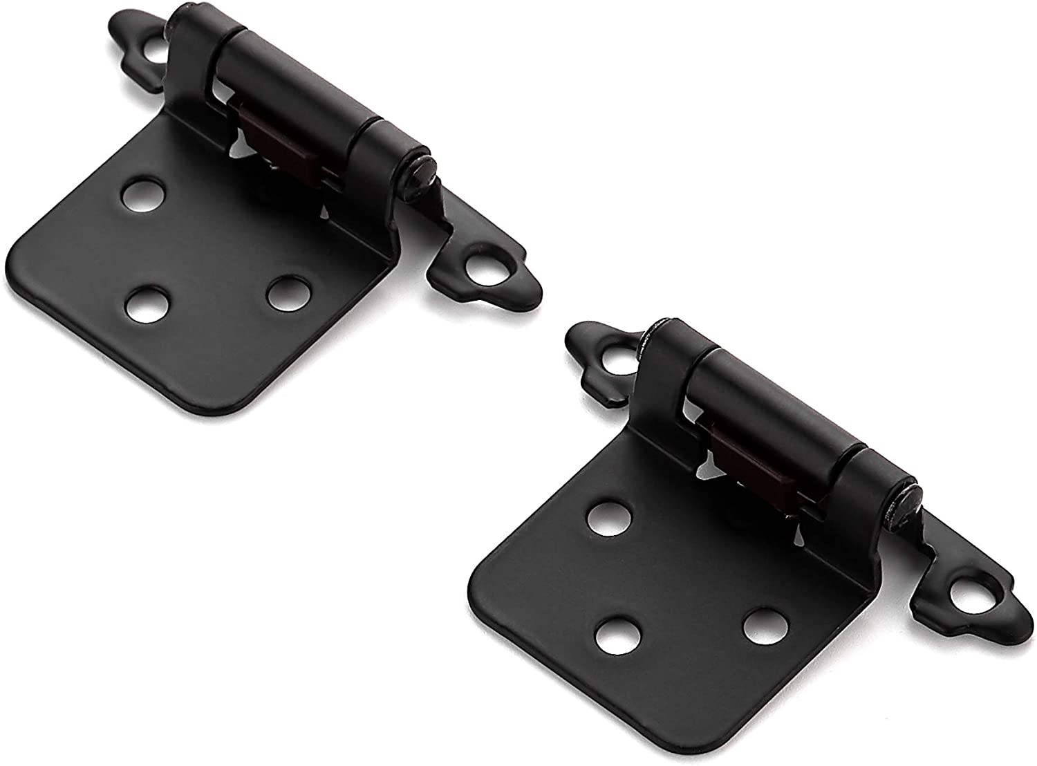 2Pcs 1/2'' Black SemiConcealed Cupboard Hinges Face Mount Hardware SelfClosing
