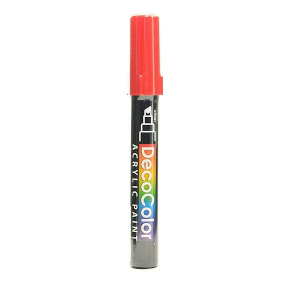 Marvy Uchida Decocolor Acrylic Paint Markers red chisel tip [Pack of 6] 63537-PK6